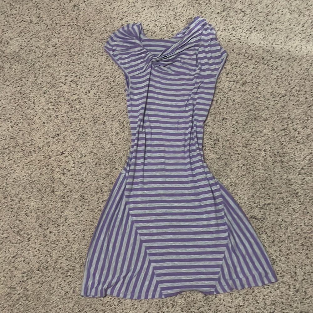 Athleta purple and grey striped dress